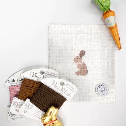 Mini Chocolate Bunny with Pink Bow Canvas