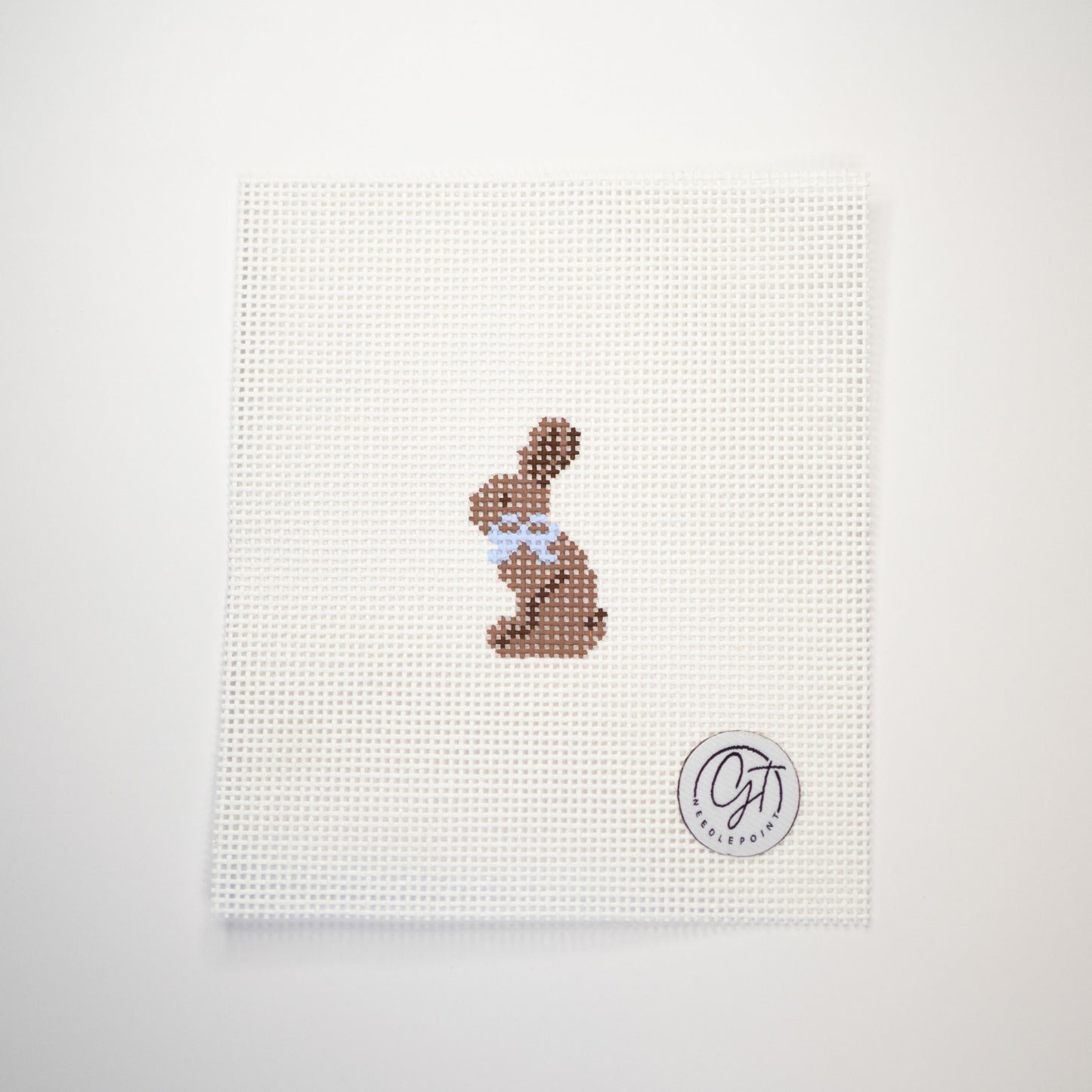 Mini Chocolate Bunny with Blue Bow Canvas