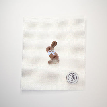 Mini Chocolate Bunny with Blue Bow Canvas