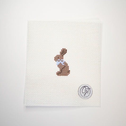 Mini Chocolate Bunny with Blue Bow Canvas